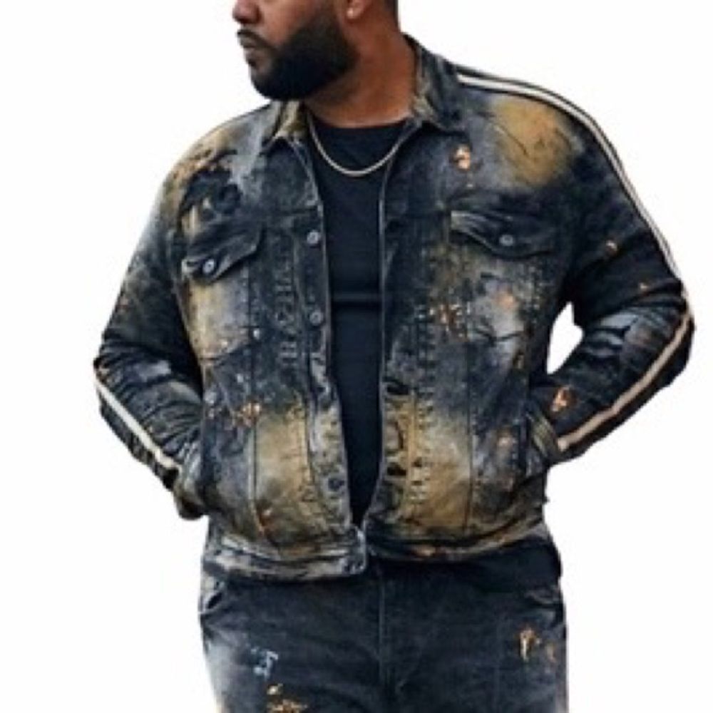 NWOT Jordan Craig mens striped sean sparta university gold stripe jacket Sz XL